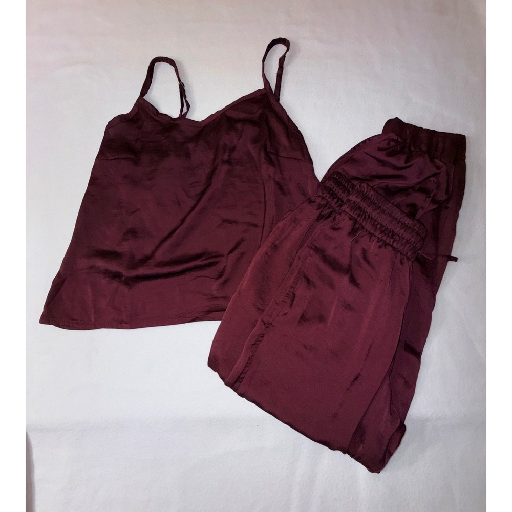 Adored by Adore Me Pajama Set Womens Medium Burgundy  Satin Camisole Pant